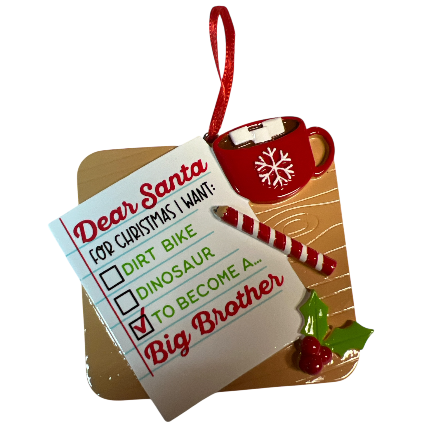 Note to Santa Big Brother Keepsake ornament with red mug charm The Country Christmas Loft on Tampa Home & Garden Store