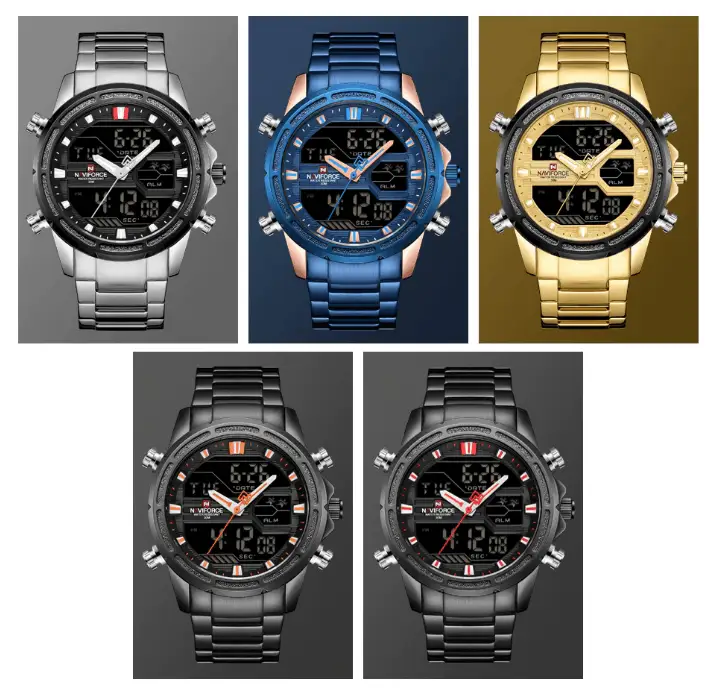 Mens Waterproof Analog Digital Watch Stainless