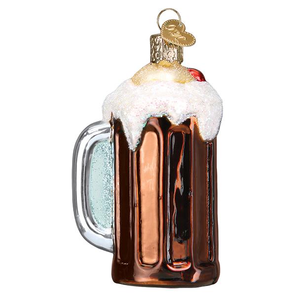 Adorno de vidrio flotado con forma de cerveza de raíz