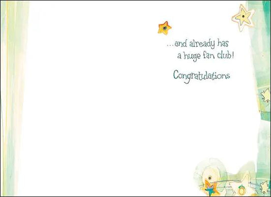 New Baby Card A Star Is Born embossed greeting card by The Country Christmas Loft with borders on Tampa Home & Garden Store
