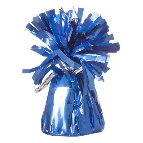 Royal Blue Foil Balloon Weight with metallic fringe tassels by The Country Christmas Loft on Tampa Home & Garden Store