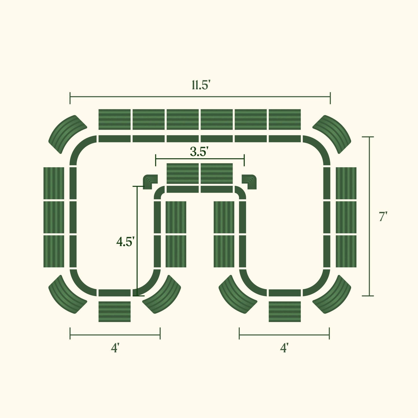 17" Tall U Shaped Raised Garden Bed Jumbo Size Metal