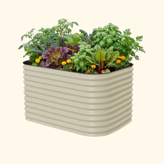 Cama de jardín elevada de tamaño mediano de 81 cm de alto, 6 en 1, modular de metal
