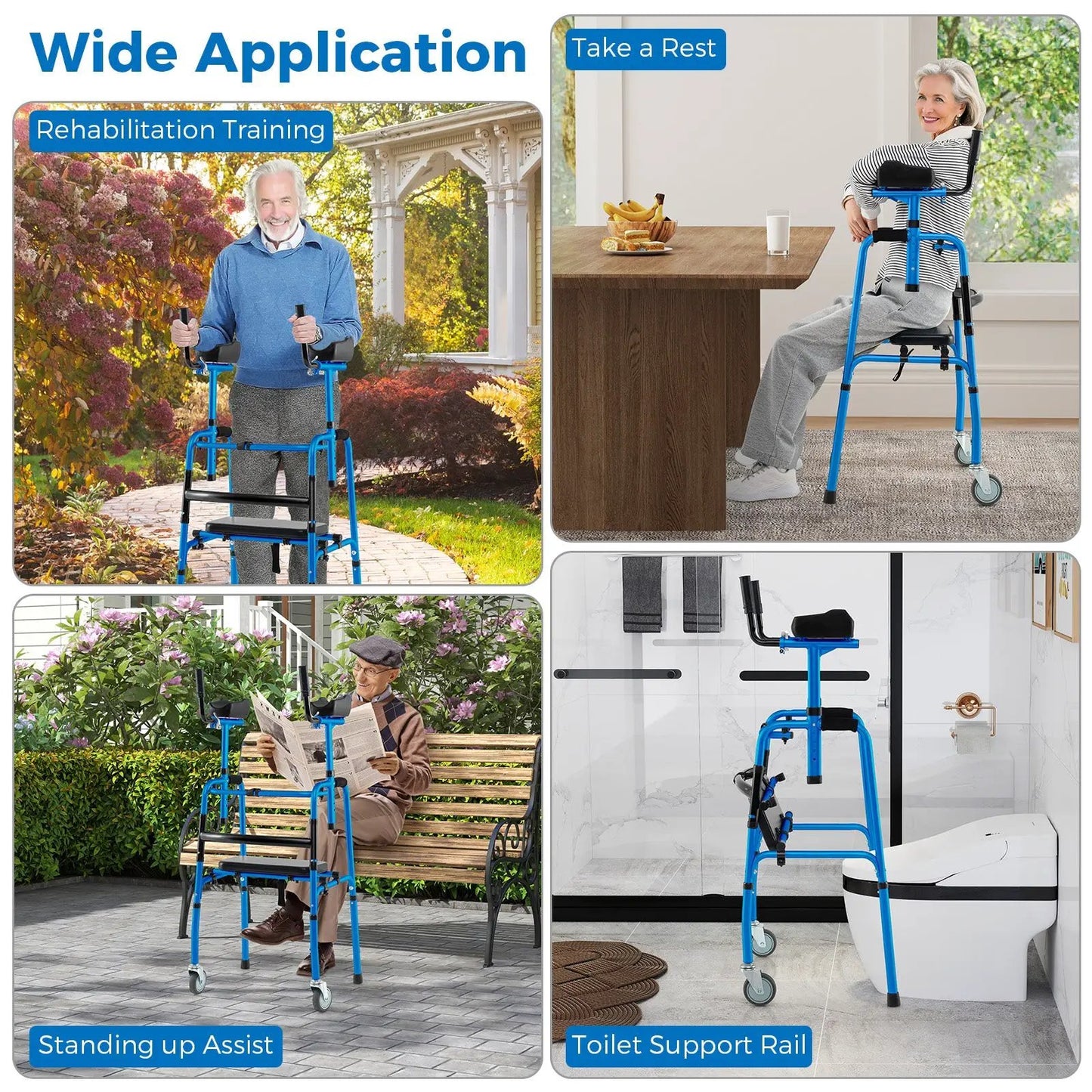 Versatile Rolling Walker for Rehab Training blue DirectDeals frame with wheels on Tampa Home & Garden Store