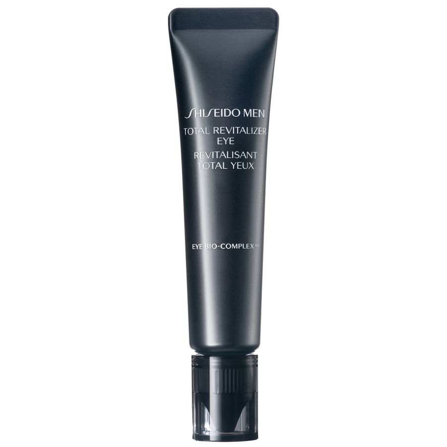 Shiseido Men Total Revitalizer Eye Cream 15 ml in a slim dark navy tube with pump cap on Tampa Home & Garden Store