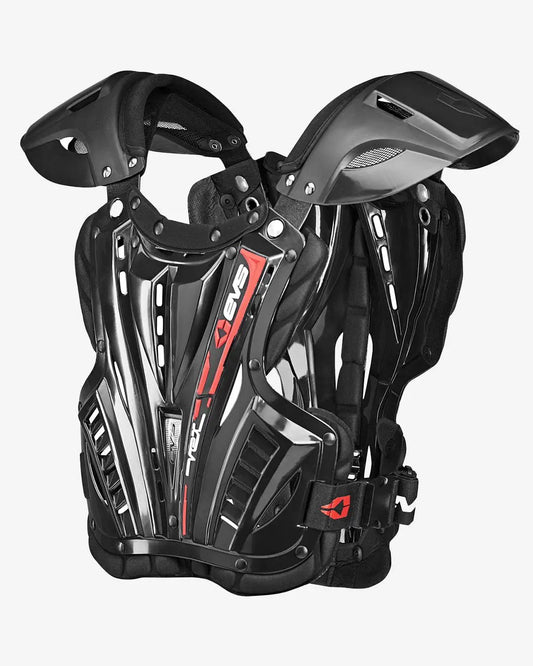 Vex Roost Guard Front and Back Neck Protector EVS Sports black hard-shell chest/back armor on Tampa Home & Garden Store
