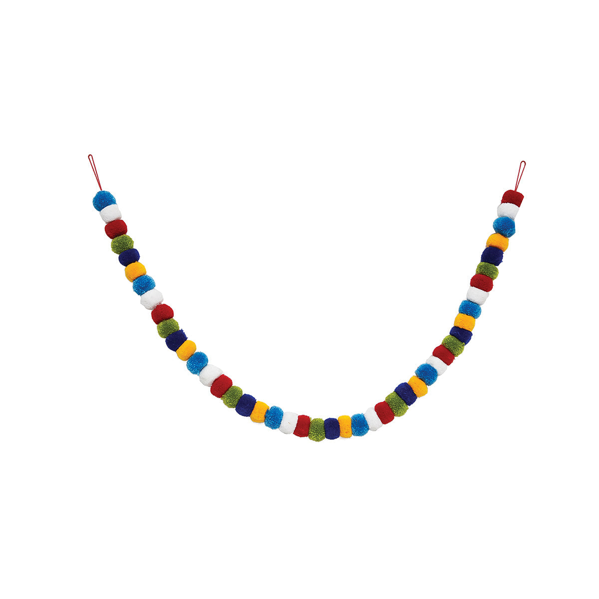 Colorful wool pompom garland for Christmas decor, handmade multicolor felt pompoms on string on Tampa Home & Garden Store