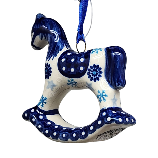 Rocking Horse Ornament - Blue Meadow Pattern - Tampa Home & Garden Store