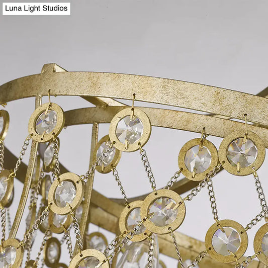 Vintage Metal Cylinder Sconce Light with Crystal Accent - Antique Brass Wall Mount - 2 Lights - Tampa Home & Garden Store