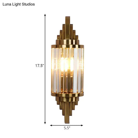 Vintage Brass Wall Sconce with Crystal Prism, 1-light, Decorbites wall light fixture on Tampa Home & Garden Store
