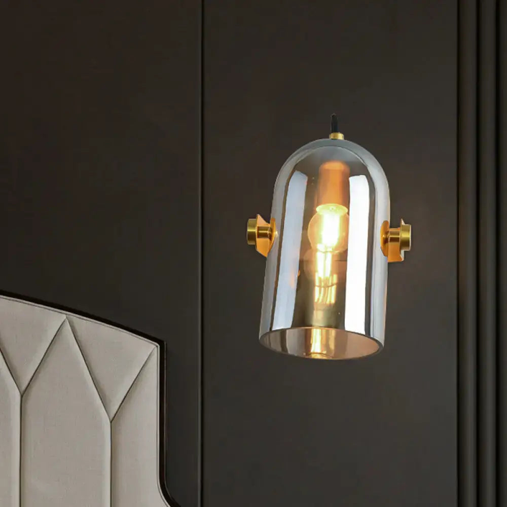 Amber Smoke Gray Glass Wall Sconce by Decorbites with brass wall mounts on Tampa Home & Garden Store