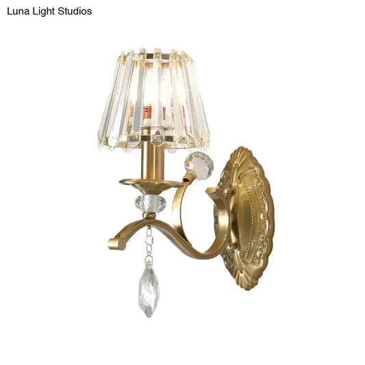 Vintage Brass Cone Wall Sconce Light with crystal prisms, brass finish Decorbites on Tampa Home & Garden Store