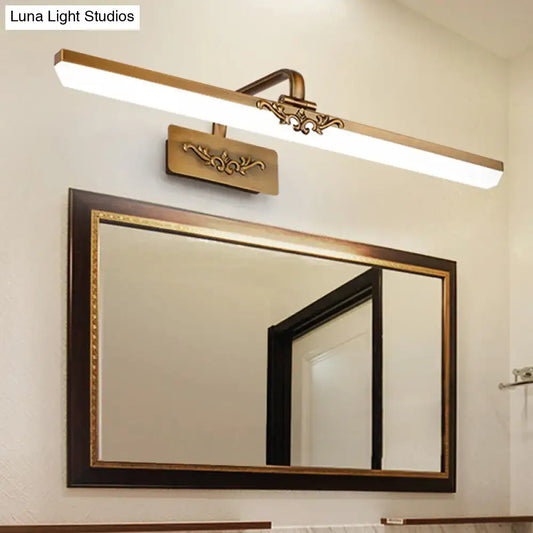 Vintage Ultra-Thin Metal Bronze Wall Vanity Light with Integrated LED for Bedroom - Warm/White Lighting, 16"/20" Width - Tampa Home & Garden Store