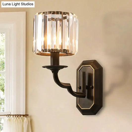 Vintage black wall lamp sconce with crystal faceted ball shade by Decorbites 1-light on Tampa Home & Garden Store