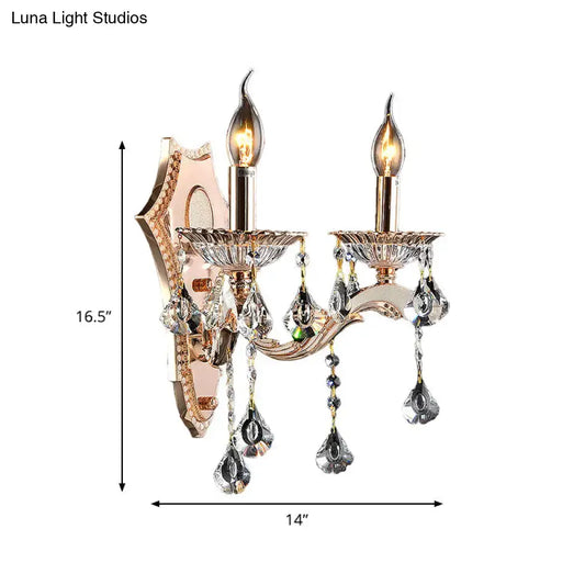 Vintage Style Crystal Clear Bare Bulb Sconce Light Fixture - Gold Finish Wall Mount Light - Tampa Home & Garden Store
