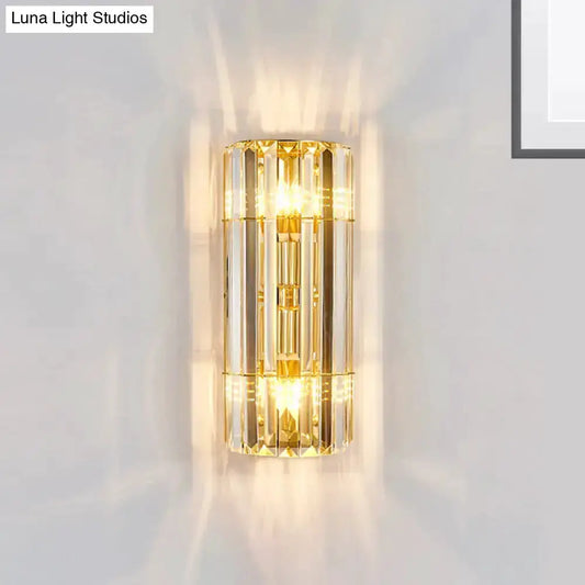Decorbites Vintage Crystal Sconce Wall Lamp in golden finish with crystal prisms wall mounted on Tampa Home & Garden Store