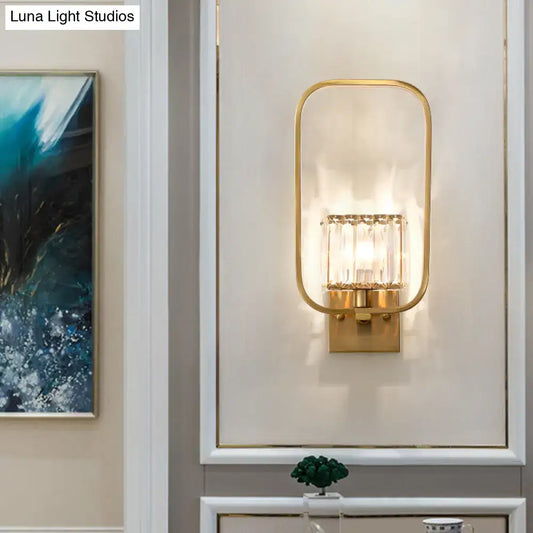 Vintage Metal Wall Sconce with Crystal Shade and Gold Finish - Tampa Home & Garden Store