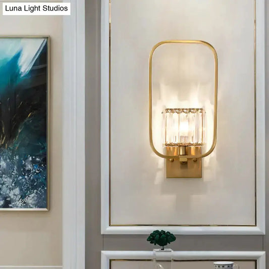 Vintage metal wall sconce with crystal shade in gold finish by Decorbites on Tampa Home & Garden Store