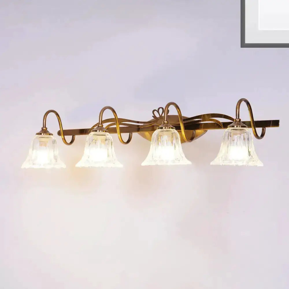 Vintage Brass Vanity Wall Light Crystal Gooseneck