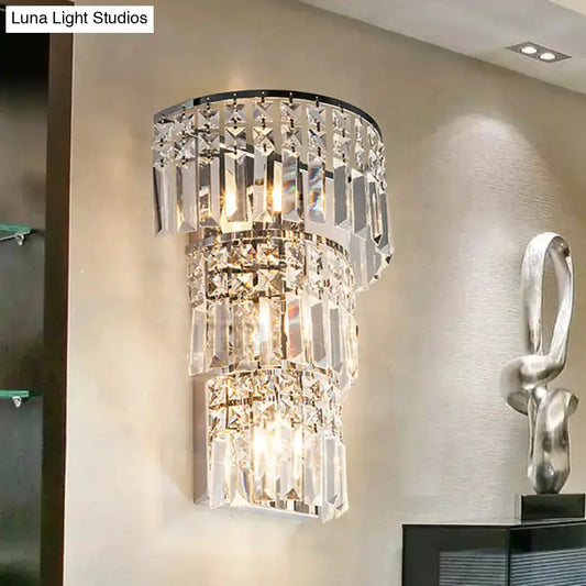 Vintage Crystal Wall Sconce by Decorbites with tiered clear prisms on Tampa Home & Garden Store