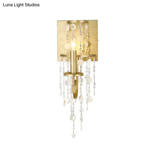 Vintage Style Brass Wall Sconce with Crystal Beaded Strand and Shell Deco - Exquisite Wall Lighting Fixture - Tampa Home & Garden Store