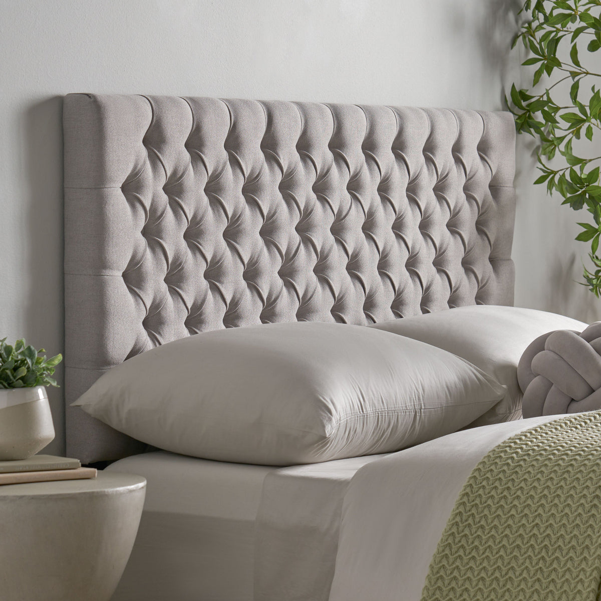Tufted Upholstered Queen Headboard Light Purple