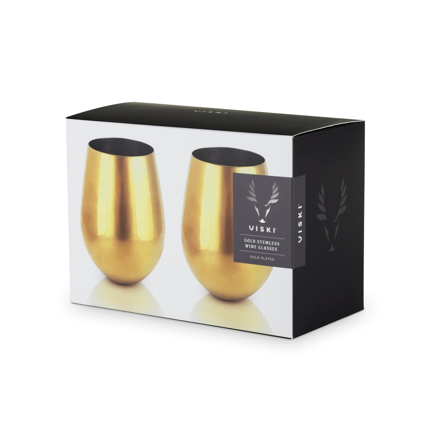 Premium Gold Stemless Wine Glasses Set of Two