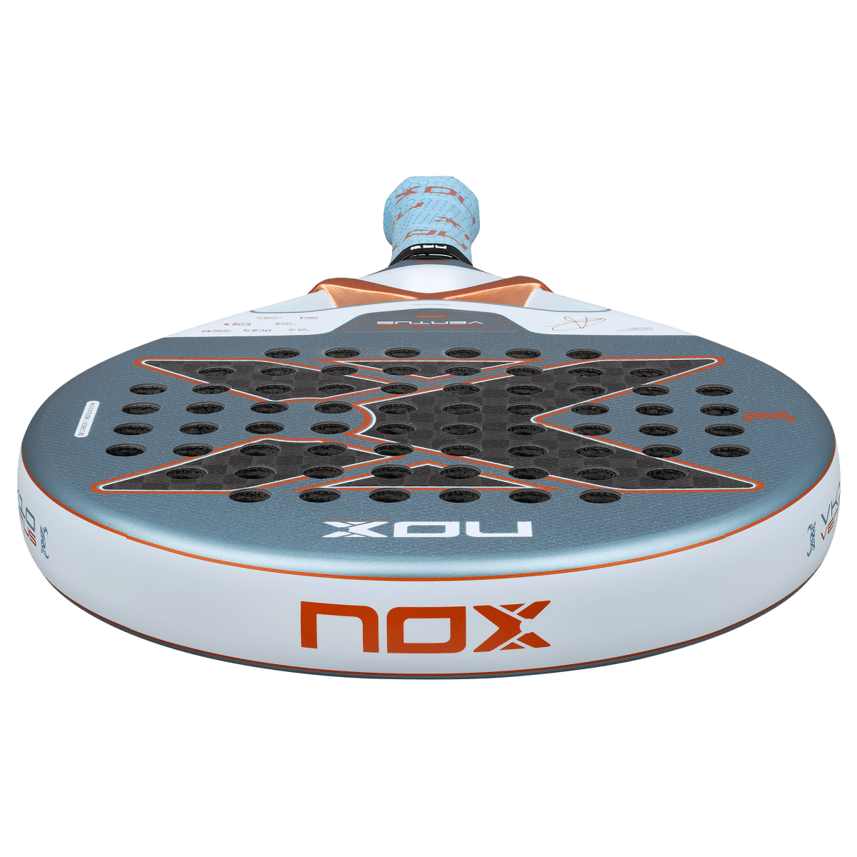 Padel racket NOX VK Ventus Control 12K 2026 in blue-gray with orange accents and white edge on Tampa Home & Garden Store