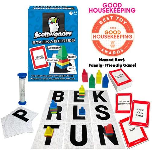 Scattergories Stackagories game with letter tiles Good Housekeeping badge Country Christmas Loft on Tampa Home & Garden Store