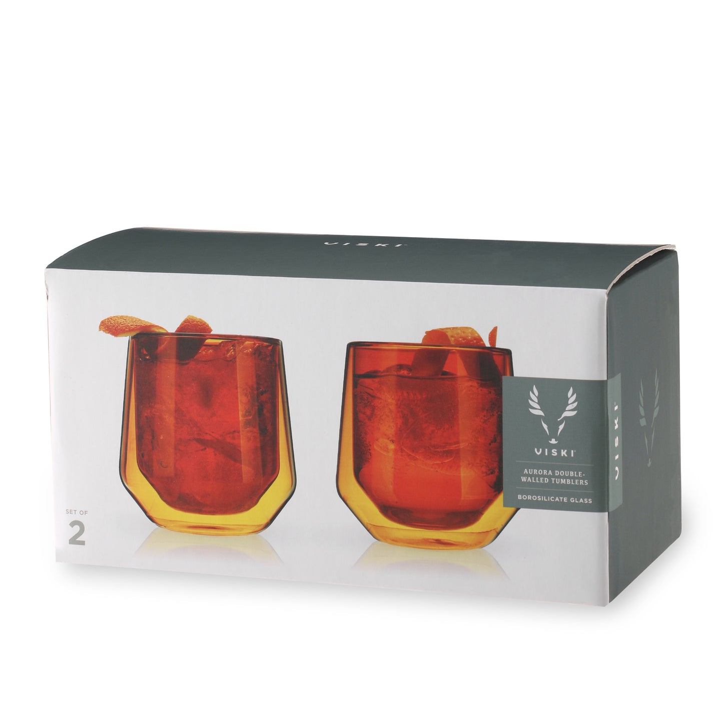 Amber Double Walled Glass Tumblers Set of Two