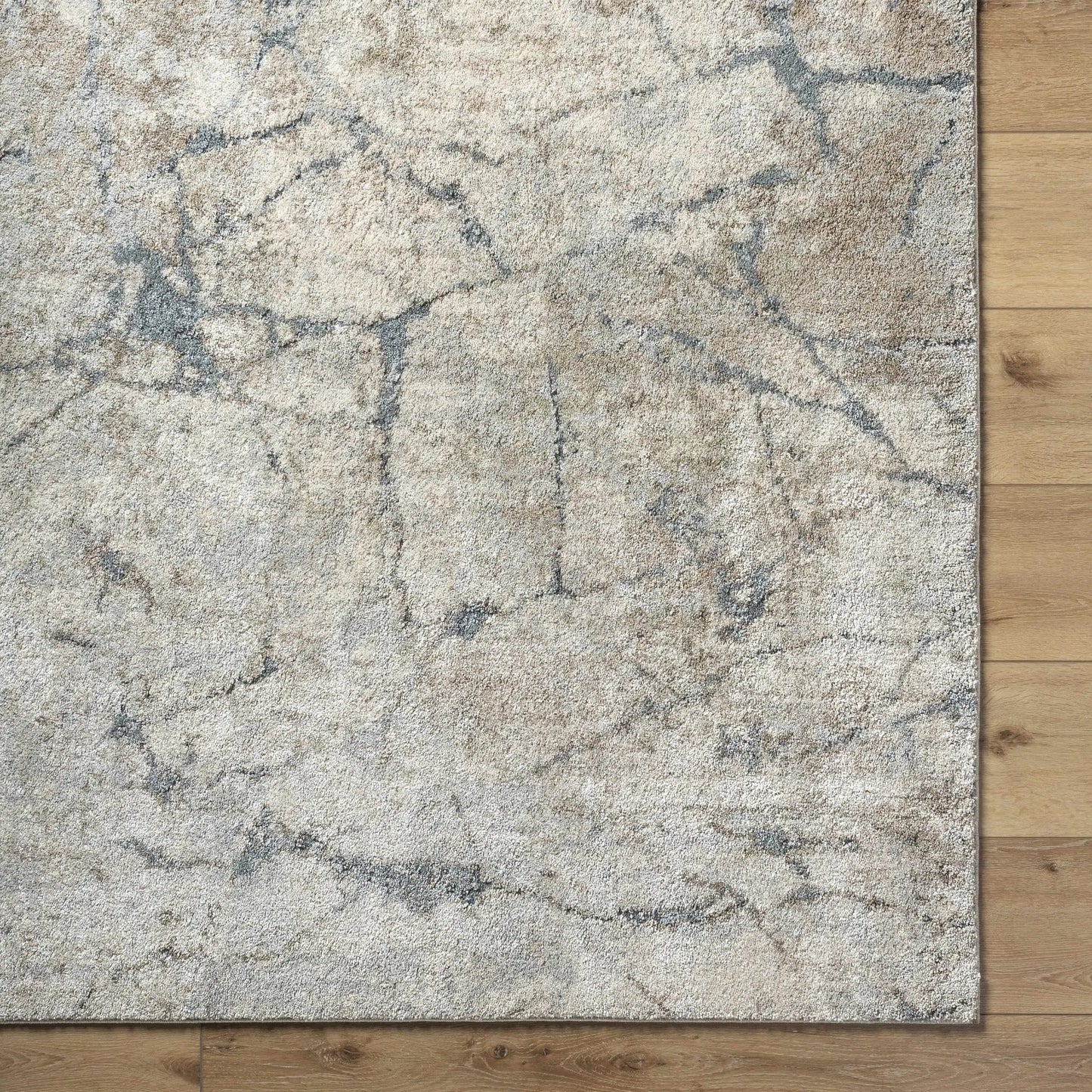 Venti Thick Luxe Rug tan and gray plush area rug by Boutique Rugs on wood floor on Tampa Home & Garden Store
