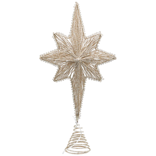 Golden Glow LED Star Tree Topper 16in gold glitter finish by The Country Christmas Loft on Tampa Home & Garden Store