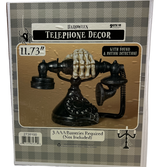 Haunted Halloween Telephone black rotary phone with skeletal hand The Country Christmas Loft on Tampa Home & Garden Store