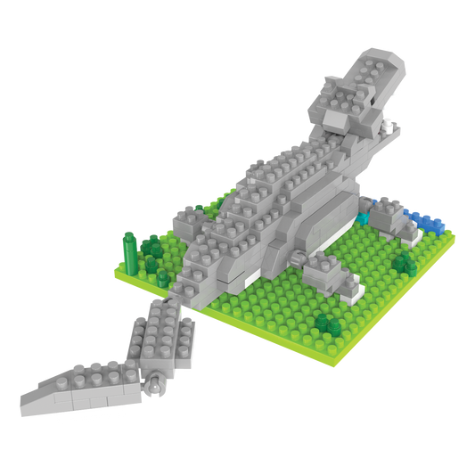 Mini Building Blocks American Alligator Kit gray blocks on lime green baseplate on Tampa Home & Garden Store