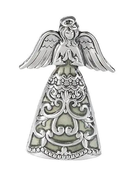 Guardian Angel Charm Pendant, silver-tone with filigree gown and wings, glow-in-the-dark on Tampa Home & Garden Store