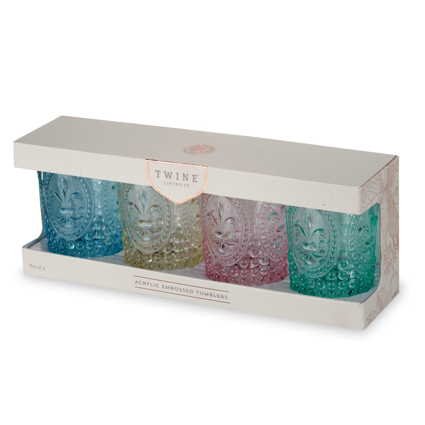 Pastel Acrylic Embossed Tumbler Set of Four