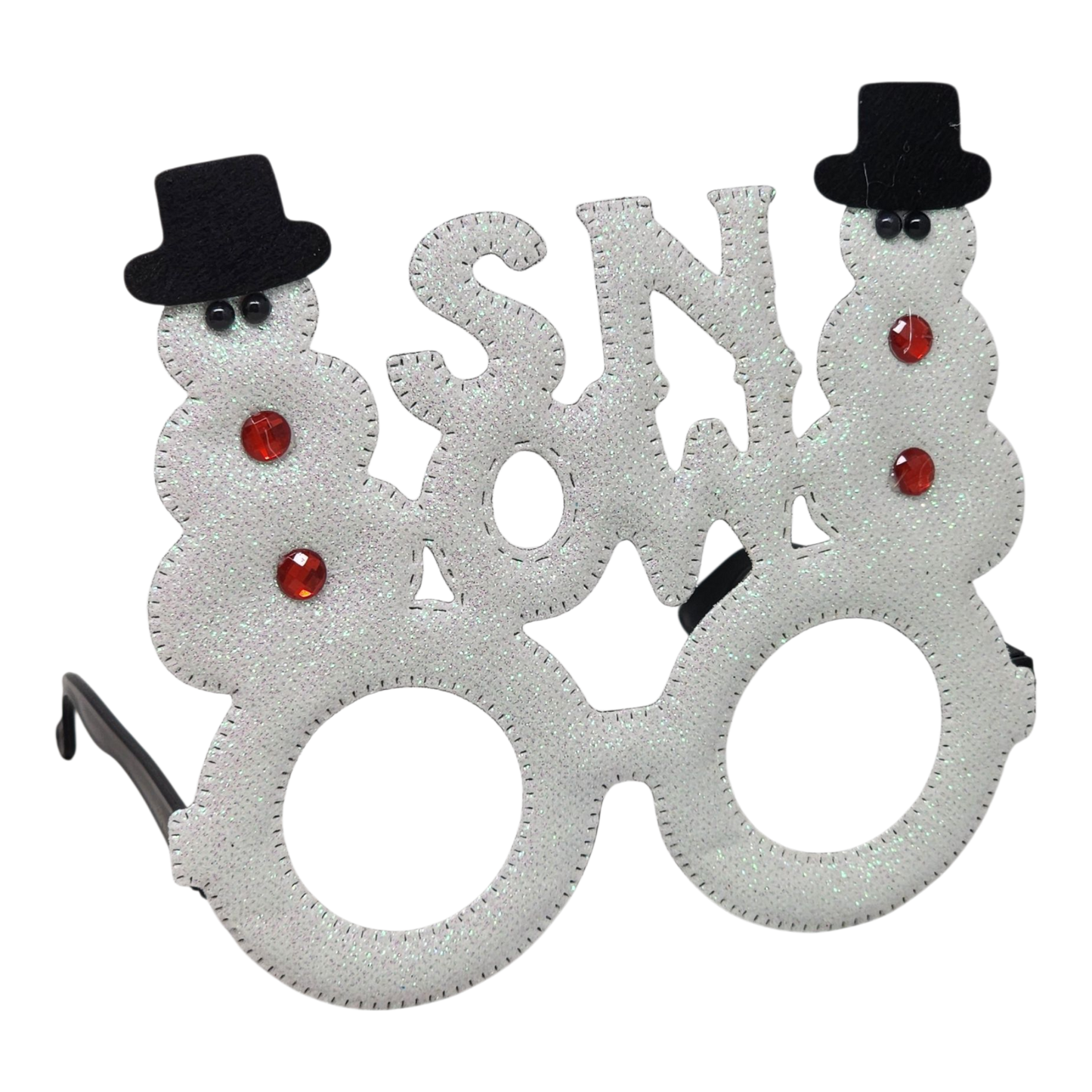 Snowy Delight Glitter Glasses novelty eyewear with glitter snowman design on Tampa Home & Garden Store
