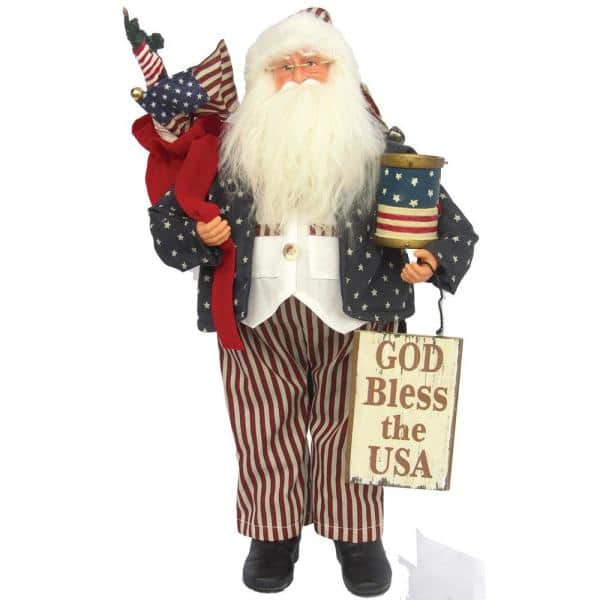 Figura de Papá Noel "Dios bendiga a los EE. UU."