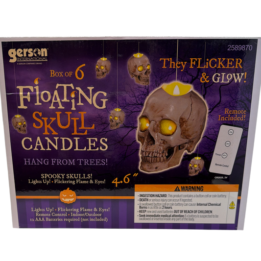 Lighted Hanging Skulls set of 6 decorative Halloween ornaments by The Country Christmas Loft on Tampa Home & Garden Store