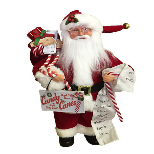 Candy Cane Claus Santa Figurine - Tampa Home & Garden Store