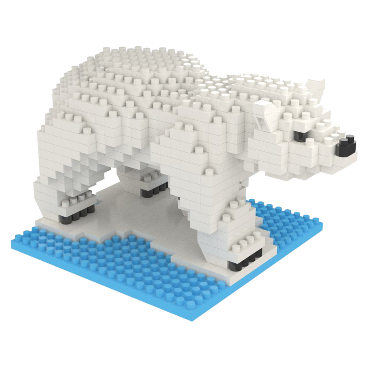 Mini Building Blocks Polar Bear Set white construction figure atop a blue baseplate on Tampa Home & Garden Store