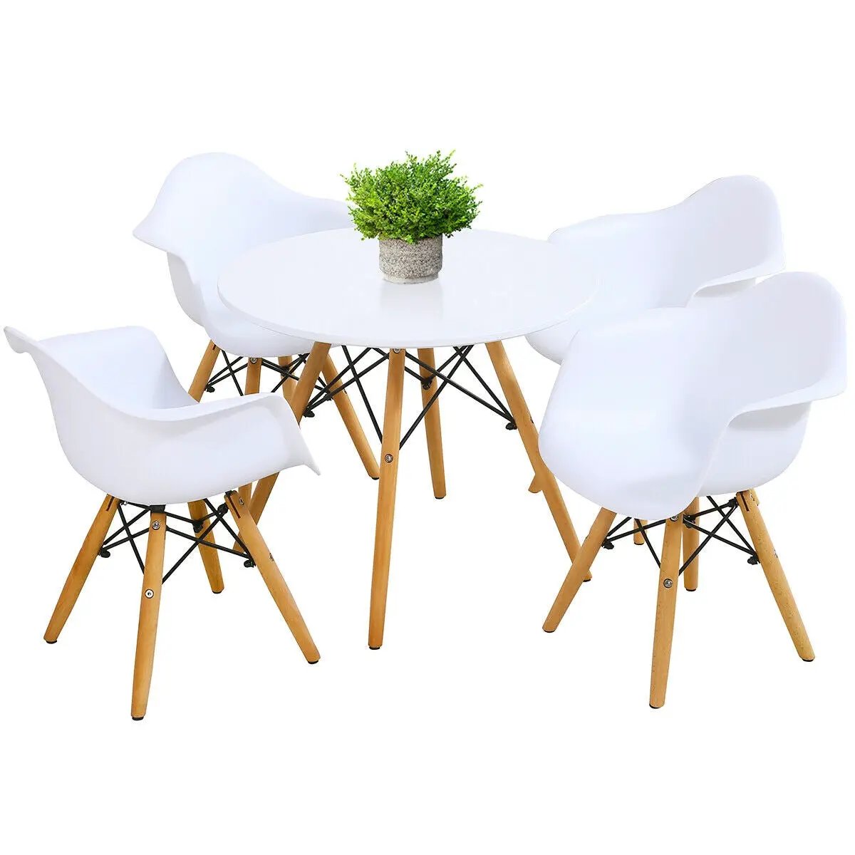 5 Piece Kids Round Table Chair Set for Play white round table with wood legs and 4 chairs on Tampa Home & Garden Store