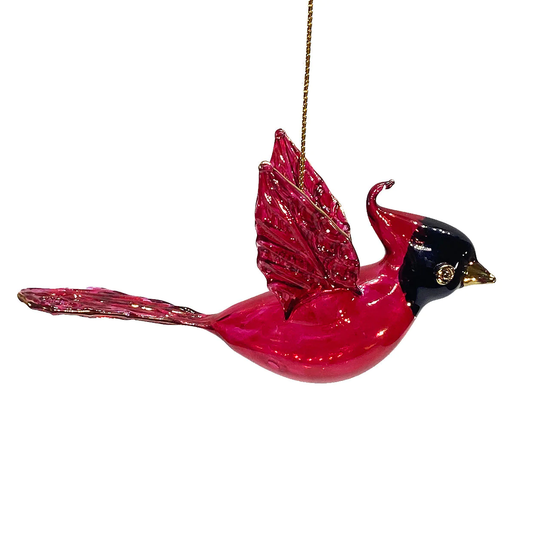 Blown Glass Cardinal with Gold Accents - Ornament - Tampa Home & Garden Store