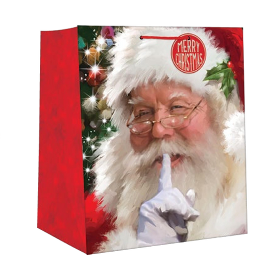 Heavy Duty Gift Bag with Santa image and foil glitter accents by The Country Christmas Loft on Tampa Home & Garden Store
