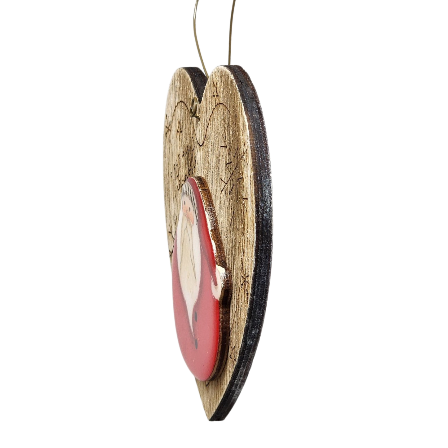 Welcome Santa Heart Wooden Ornament rustic weathered wood heart with jute hanger on Tampa Home & Garden Store
