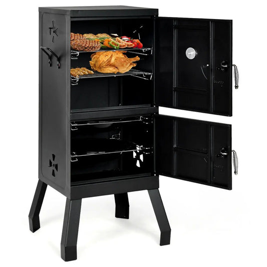 Vertical 2-Tier Outdoor Barbeque Grill with Temperature Gauge - Tampa Home & Garden Store