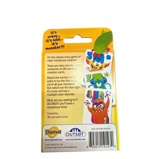 Crazy 8s Card Game for Family Night packaging yellow box with art and Cheatwell/Outset logos on Tampa Home & Garden Store