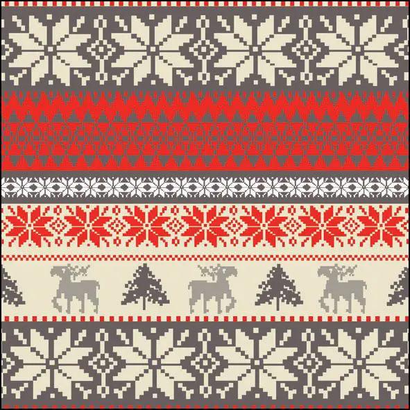 Holiday Sweater Pattern Napkins Nordic Winter red cream gray with snowflakes and reindeer The Country Christmas Loft