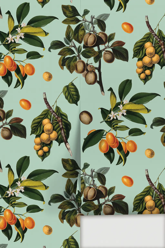 Robin Egg Vintage Orchard Wallpaper Samantha Santana Creative on Tampa Home & Garden Store
