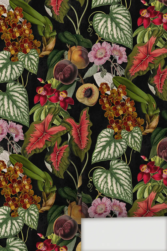 Cali Tropicale Wallpaper in Black with Botanicals by Samantha Santana Creative on Tampa Home & Garden Store